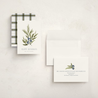 This is a frost holiday photo cards with standard by Kate Ahn called simple sprig printing on signature in grand