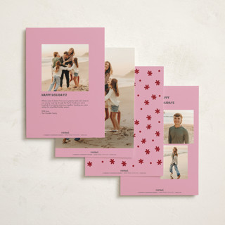 This is a raspberry holiday photo cards with standard by Jennifer Lew called holiday cheer printing on signature in grand