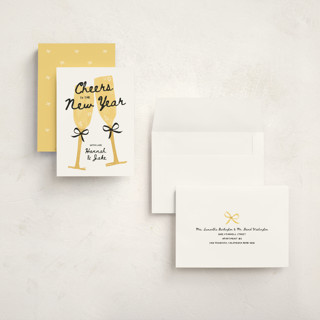 This is a champagne holiday photo cards with standard by Kamala Nahas called cheers printing on signature in grand