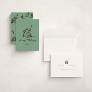 This is a pine holiday photo cards with standard by Jen Ramsey called christmas cabin printing on signature in grand