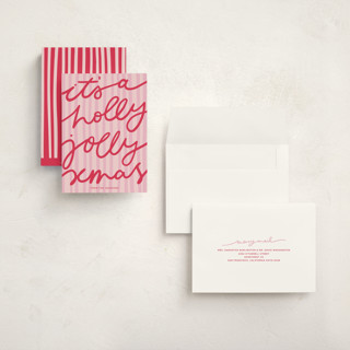 This is a candy cane holiday photo cards with standard by Abbigail Lim called holly jolly xmas printing on signature in grand
