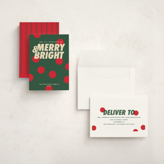 This is a pine holiday photo cards with standard by Creo Study called christmas polka printing on signature in grand