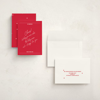 This is a crimson holiday photo cards with standard by Jen Ramsey called holiday note printing on signature in grand
