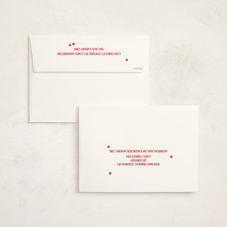 This is a crimson holiday photo cards with standard by Jen Ramsey called holiday note printing on signature in grand