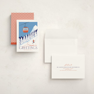 This is a sky holiday photo cards with standard by Kaydi Bishop called vintage ski poster printing on signature in grand