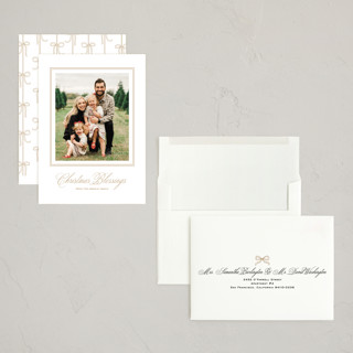 This is a sandstone holiday photo cards with standard by Annie Shapiro called glenbrook printing on recycled smooth signature in grand