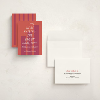 This is a berry holiday photo cards with standard by Louise Kay called raising the bar printing on signature in grand