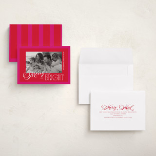 This is a poinsettia holiday photo cards with standard by Owl and Toad called bright frame printing on recycled smooth signature in grand