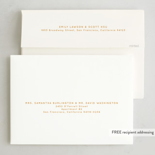 This is a gold ring holiday photo cards with standard by Kristen Magee called scripty christmas printing on recycled smooth signature in grand