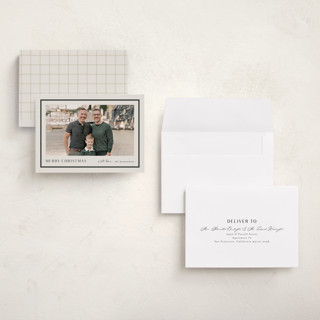 This is a ivory holiday photo cards with standard by Stacey Meacham called simple border printing on recycled smooth signature in grand