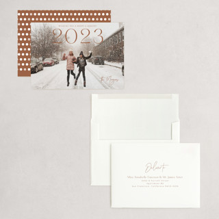 This is a maple holiday photo cards with standard by Yaling Hou Suzuki called leaping printing on recycled smooth signature in grand