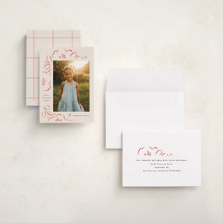 This is a berry holiday photo cards with standard by Griffinbell Paper Co. called sketched florals printing on signature in grand