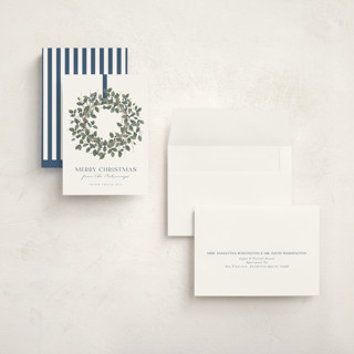 This is a juniper holiday photo cards with standard by Kacey Kendrick Wagner called classic wreath printing on signature in grand