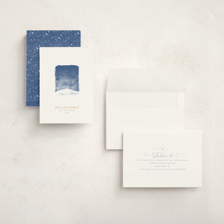 This is a linen holiday photo cards with standard by Robert and Stella called tiny nativity printing on signature in grand