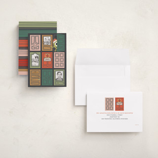 This is a santa holiday photo cards with standard by Claudia Orengo called pixar's mosters inc holiday doors printing on recycled smooth signature in grand