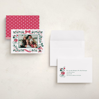 This is a fir holiday photo cards with standard by Jenna Holcomb called disney's retro mickey printing on recycled smooth signature in grand