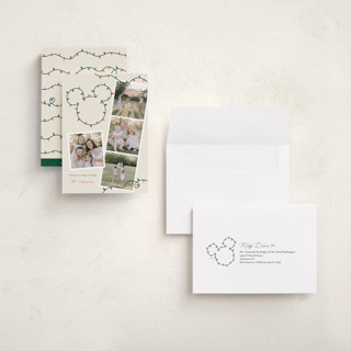 This is a gumdrop holiday photo cards with standard by Sarah Hawkins Designs called disney's mickey glowing lights printing on recycled smooth signature in grand