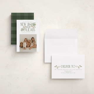 This is a wreath holiday photo cards with standard by Erin L. Wilson called hearth garland printing on recycled smooth signature in grand