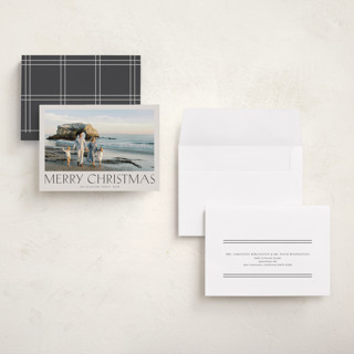 This is a parchment holiday photo cards with standard by Nicole Walsh called headliner printing on recycled smooth signature in grand