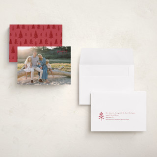 This is a poinsettia holiday photo cards with standard by Amy Kross called emblem printing on recycled smooth signature in grand