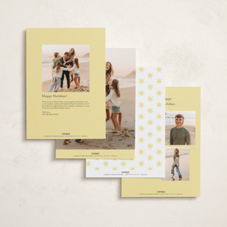 This is a butter yellow holiday photo cards with standard by Erika Firm called chromagical printing on signature in grand