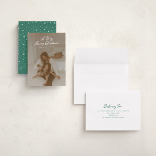 This is a icicle holiday photo cards with standard by Hooray Creative called very merry christmas printing on recycled smooth signature in grand