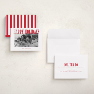 This is a candy cane holiday photo cards with standard by Wildfield Paper Co called happy holidays! printing on signature in grand