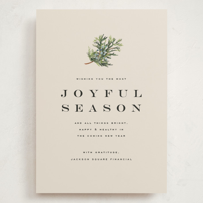 Juniper Sprig Grand Holiday Cards by Olivia Kanaley Inman Minted