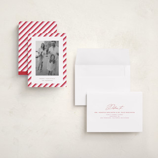 This is a candy cane holiday photo cards with standard by Yuliya Evseeva called candy frame printing on recycled smooth signature in grand