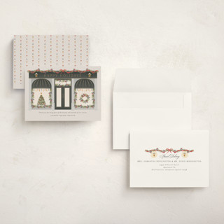 This is a wreath holiday photo cards with standard by Ana de Sousa called season’s greetings storefront printing on signature in grand