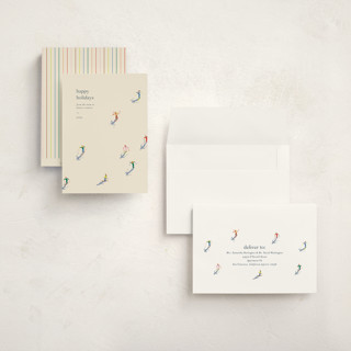 This is a cream holiday photo cards with standard by Ellen Schlegelmilch called slope printing on signature in grand