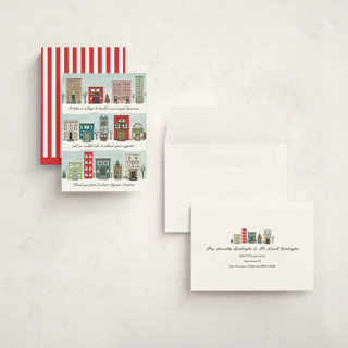 This is a north pole holiday photo cards with standard by Heather Schertzer called village printing on signature in grand