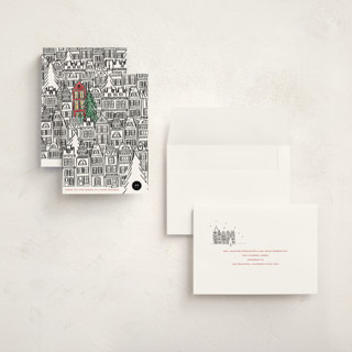 This is a ink holiday photo cards with standard by Caroline Harberd called find us buildings printing on signature in grand