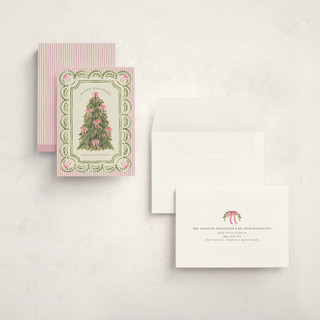 This is a peony holiday photo cards with standard by Chris Griffith called holiday bow tree printing on signature in grand