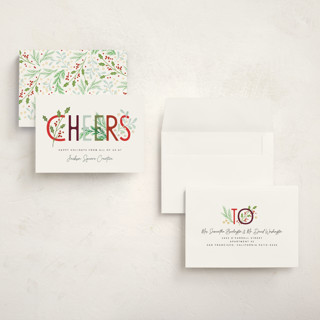 This is a fern holiday photo cards with standard by Alethea and Ruth called simple cheers printing on signature in grand