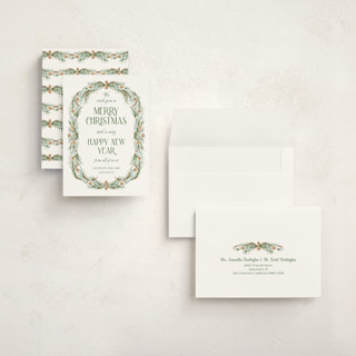 This is a frost holiday photo cards with standard by Paper Sun Studio called pine border printing on signature in grand