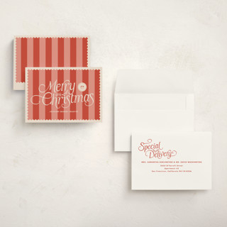 This is a candy apple holiday photo cards with standard by Tamara Hilje called striped stamp printing on signature in grand