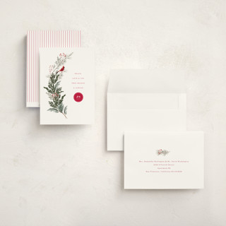 This is a holly berry holiday photo cards with standard by Baumbirdy called cardinal printing on signature in grand