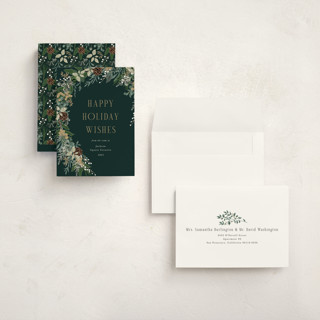 This is a juniper holiday photo cards with standard by Susan Moyal called holiday vine printing on signature in grand
