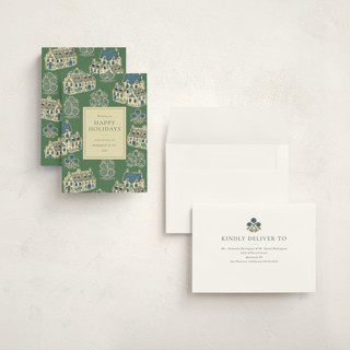 This is a cotswolds holiday photo cards with standard by Jackie Crawford called cozy cottage toile printing on signature in grand