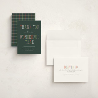 This is a garland holiday photo cards with standard by Pixel and Hank called wonderful year printing on signature in grand