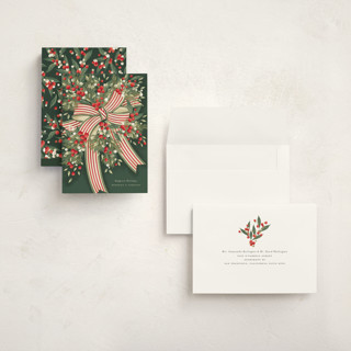 This is a forest holiday photo cards with standard by Jackie Crawford called ribbon bouquet printing on signature in grand