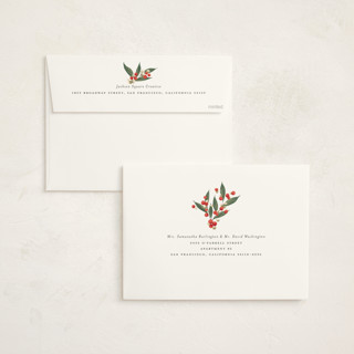This is a forest holiday photo cards with standard by Jackie Crawford called ribbon bouquet printing on signature in grand