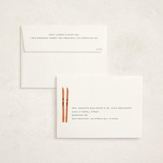 This is a pine needle holiday photo cards with standard by Creo Study called vintage ski season printing on signature in grand