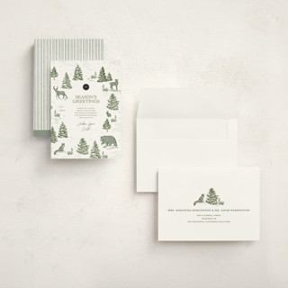 This is a pine holiday photo cards with standard by Jenna Holcomb called forest animals printing on signature in grand