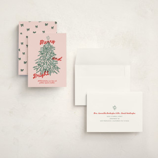 This is a winter rose holiday photo cards with standard by Holly Whitcomb called vintage candlelit tree printing on signature in grand