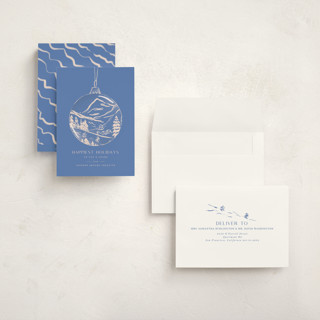This is a sapphire holiday photo cards with standard by Vera Lim called painted ornament printing on signature in grand