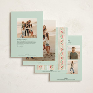 This is a mint holiday photo cards with standard by Kamala Nahas called botanical border printing on signature in grand