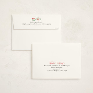 This is a mint holiday photo cards with standard by Kamala Nahas called botanical border printing on signature in grand