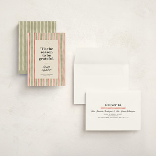 This is a pine holiday photo cards with standard by Creo Study called preppy gratitude printing on signature in grand